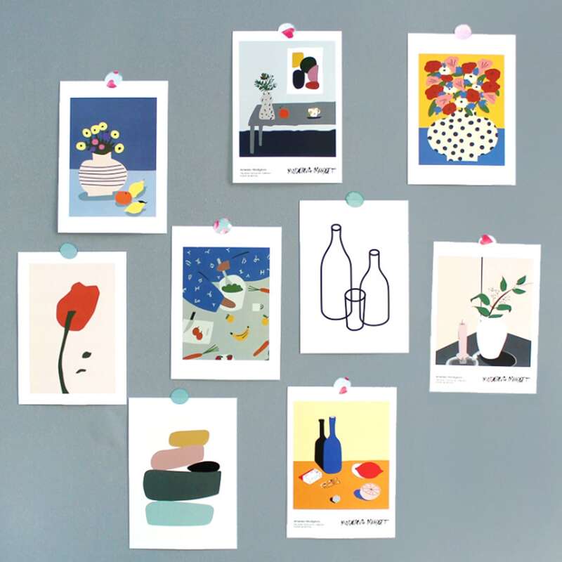 

9pcs Flower Print Material Card, Multicolor