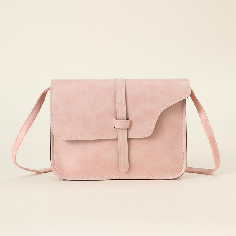 

Solid Flap Crossbody Bag, Baby pink