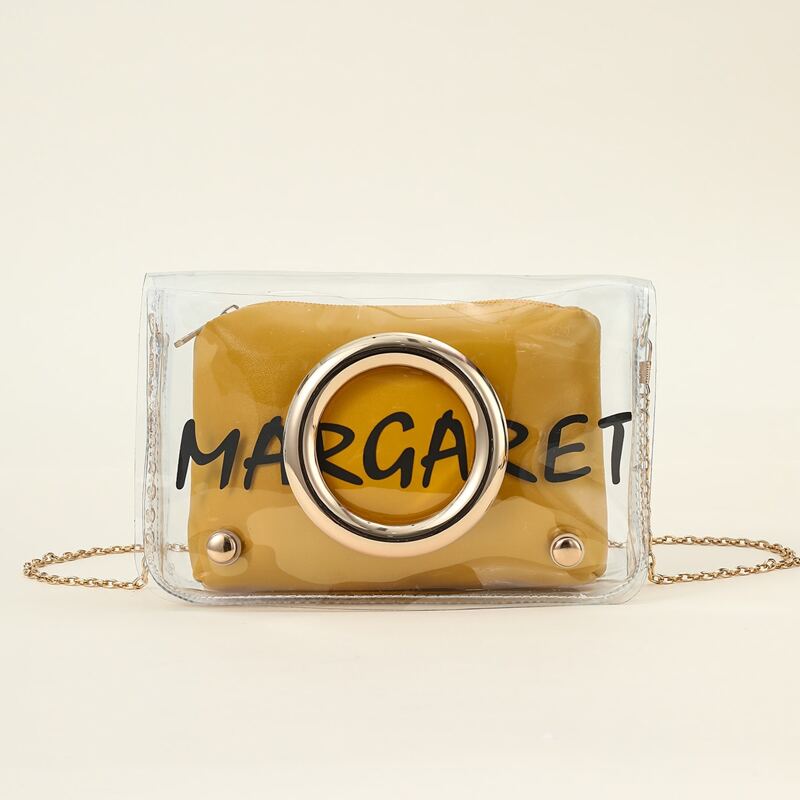 

Letter Graphic Ring Clear Bag, Yellow