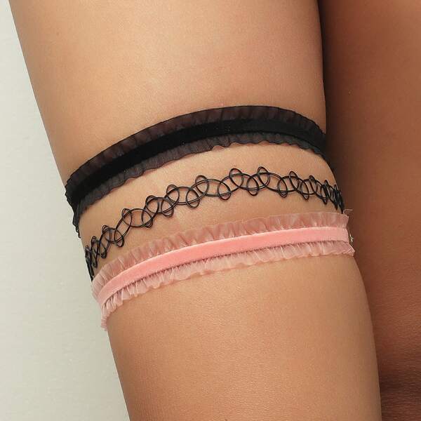 

3pcs Elastic Thigh Chain, Black