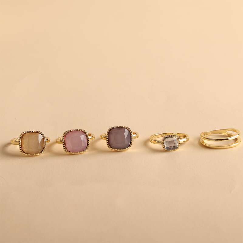 

5pcs Crystal Ring, Gold