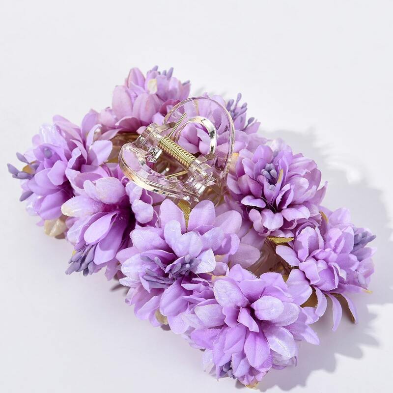 

Flower Decor Hair Claw, Purple