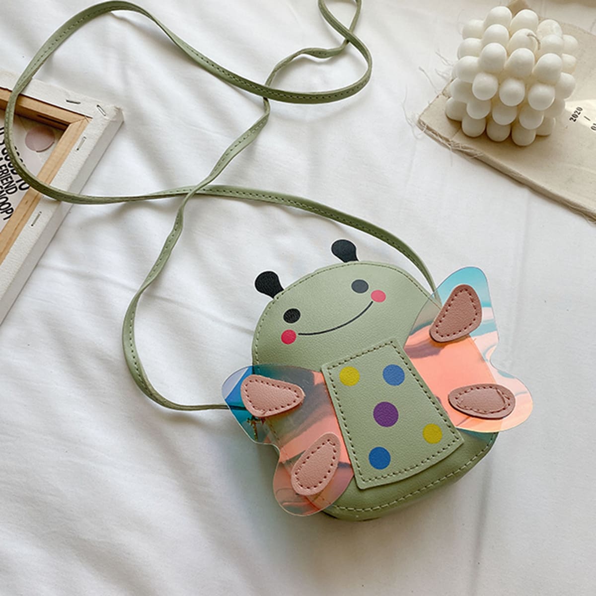 

Cartoon Bee Crossbody Bag, Mint green
