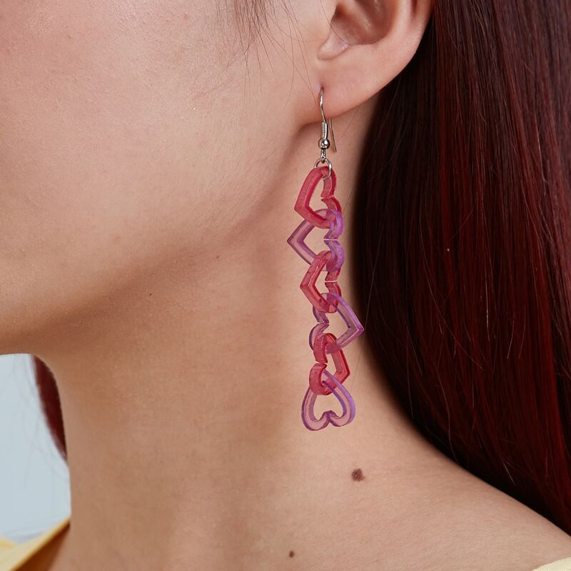 

Hollow Out Heart Drop Earrings, Multicolor