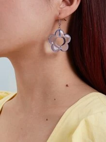 SHEIN MOD Flower Decor Drop Earrings - Blue - View 2