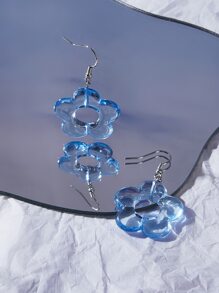 SHEIN MOD Flower Decor Drop Earrings - Blue - View 4