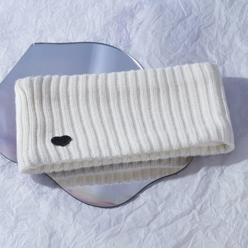 

Heart Decor Knitted Headband, Beige