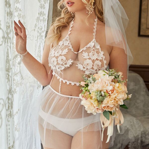 

5pack Plus Mesh Ruffle Costume Dress & Veil, White