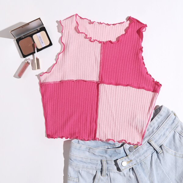 

Lettuce Edge Colorblock Tank Top, Pink