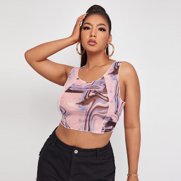 

Plus Graphic Print Tank Top, Multicolor