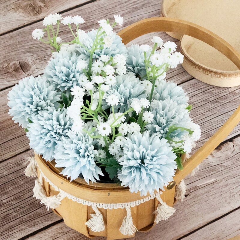 

1bundle Artificial Flower With 5pcs Head, Blue