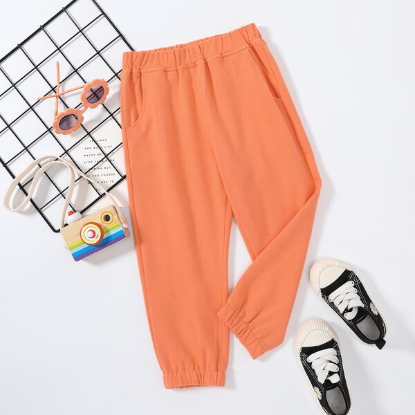 

Toddler Girls Slant Pocket Sweatpants, Coral orange
