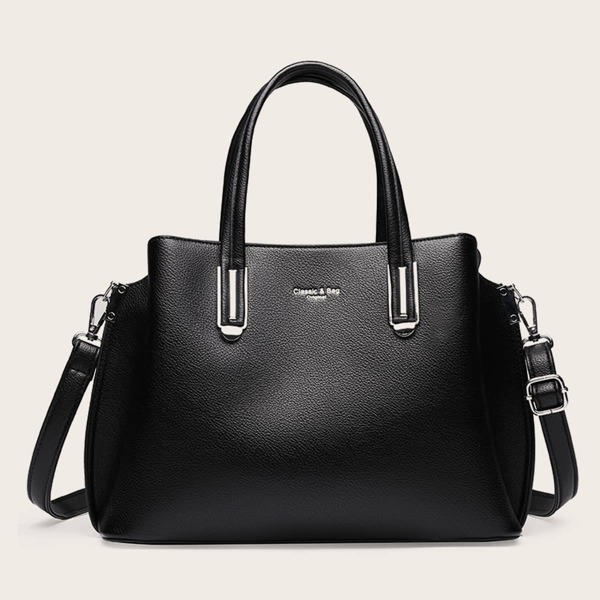 

Minimalist Double Handle Satchel Bag, Black