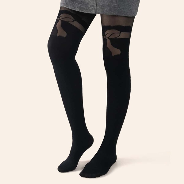 

Bow Pattern Black Tights
