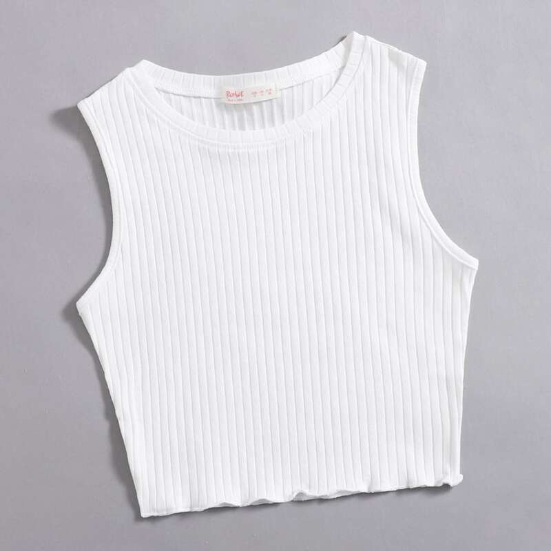 

Ribbed Crop Tank Top, White