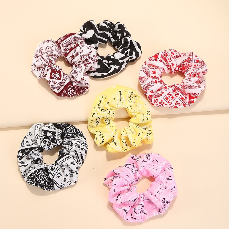 

6pcs Paisley Print Scrunchie, Multicolor