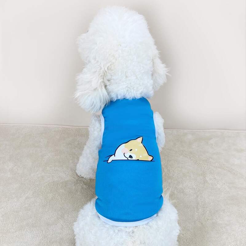 

Cartoon Dog Print Pet Tank, Blue