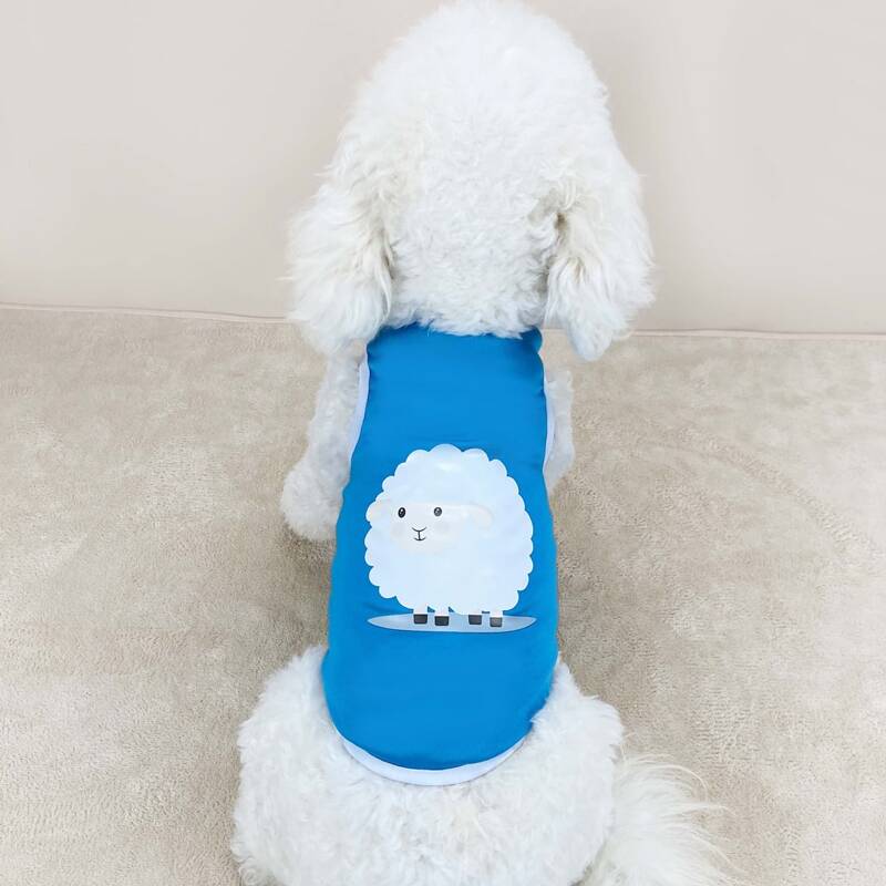 

Cartoon Sheep Print Pet Tank, Blue