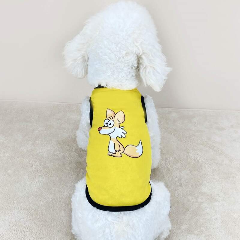 

Cartoon Fox Print Pet Tank, Yellow
