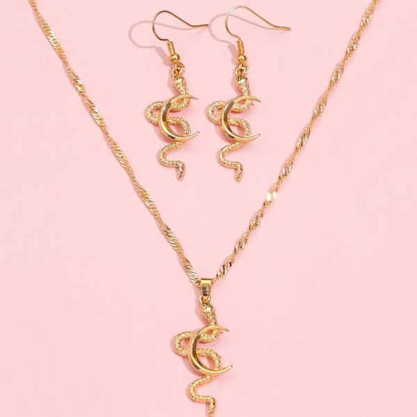 

Moon Charm Necklace & Earrings, Gold