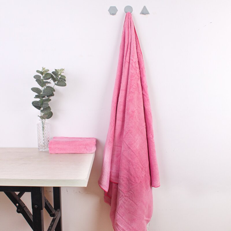 

2pcs Plain Towel & Bath Towel Set, Pink