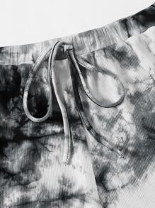 SHEIN EZwear 結飾腰紮染短褲 - 彩色 - 查看 3