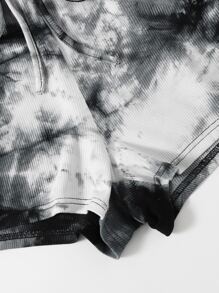 SHEIN EZwear 結飾腰紮染短褲 - 彩色 - 查看 4