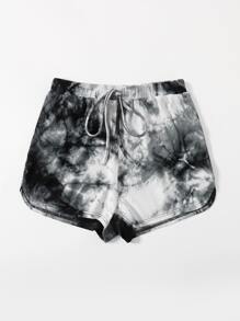 SHEIN EZwear 結飾腰紮染短褲 - 彩色 - 查看 5