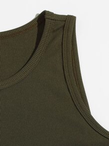 SHEIN Unity Top tank con cordón lateral unicolor - Verde militar - Ver 3