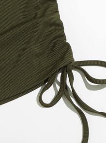 SHEIN Unity Top tank con cordón lateral unicolor - Verde militar - Ver 4