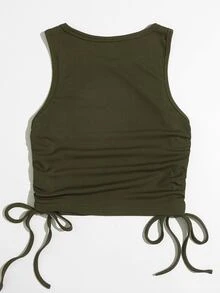 SHEIN Unity Top tank con cordón lateral unicolor - Verde militar - Ver 2