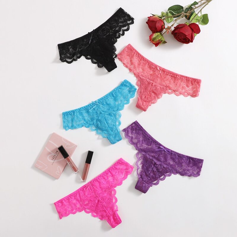

5pack Lace Thong Panty Set, Multicolor