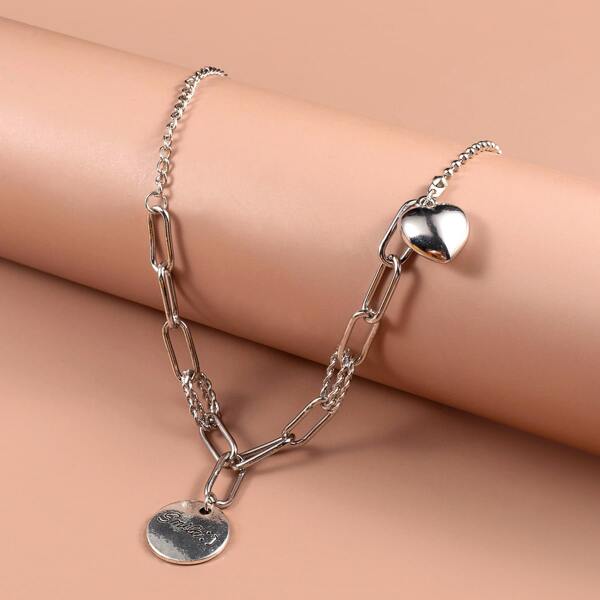 

Heart Charm Necklace, Silver