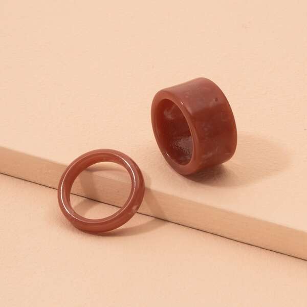 

2pcs Hollow Out Resin Ring, Brown