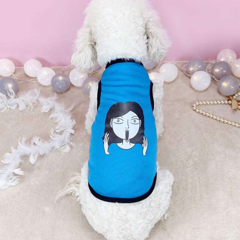 

Cartoon Graphic Pet Tank Top, Blue