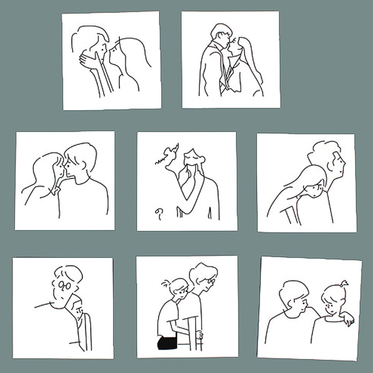 

8pcs Cartoon Figure Graphic Material Card, White