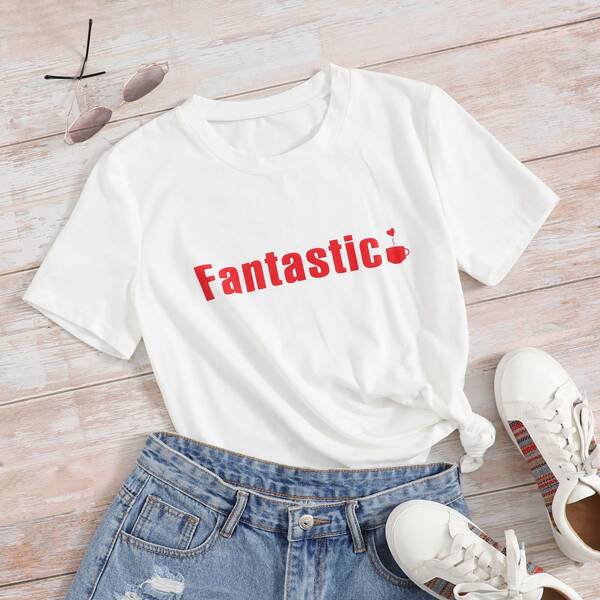 

Letter Graphic Round Neck Tee, White