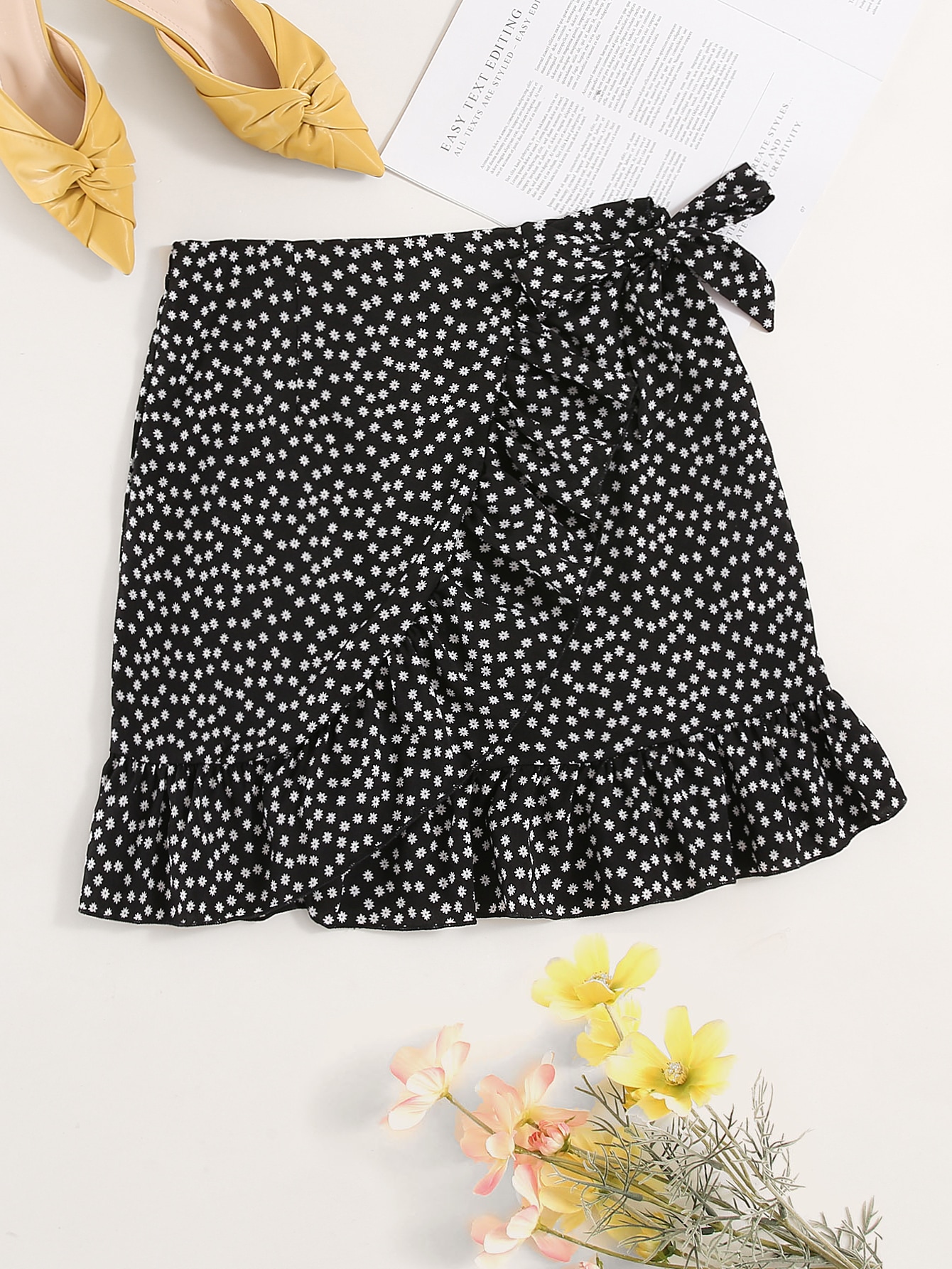 Ditsy floral wrap skirt