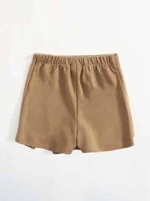 SHEIN 中學女生拉鍊收緊包裝搭裙 - 卡其色 - 查看 2