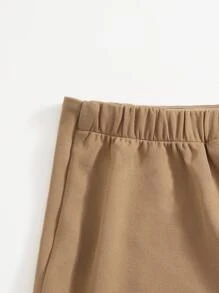 SHEIN 中學女生拉鍊收緊包裝搭裙 - 卡其色 - 查看 5