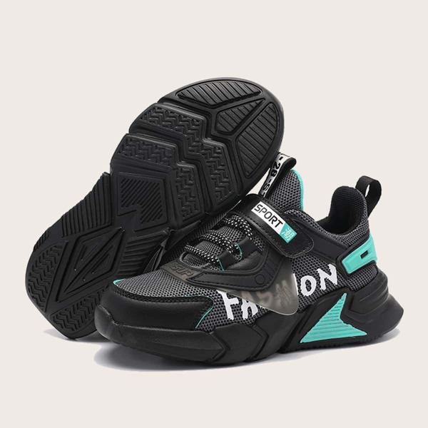 

Boys Velcro Strap Mesh Panel Sneakers, Black