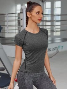 Easithlete Camiseta deportiva de manga raglán de space dye - Gris Oscuro - Ver 4