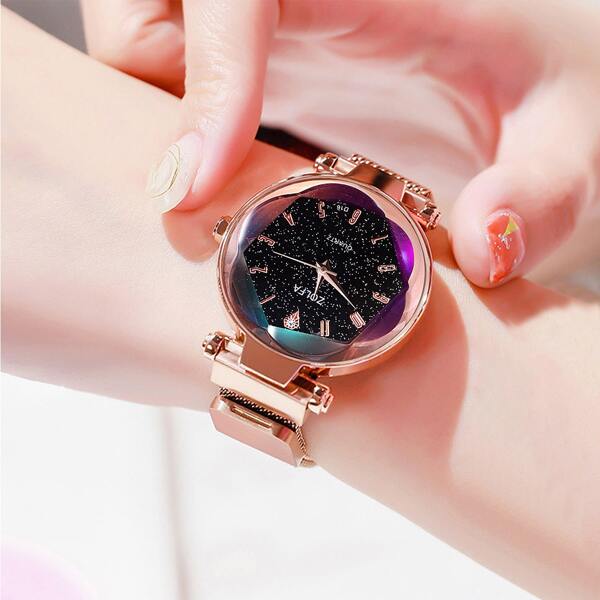 

Starry Sky Dial Mesh Strap Quartz Watch
