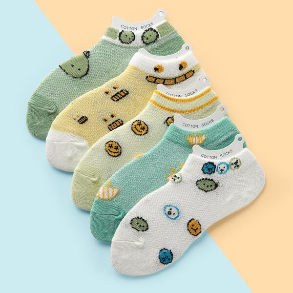 

5pairs Baby Cartoon Graphic Socks, Multicolor