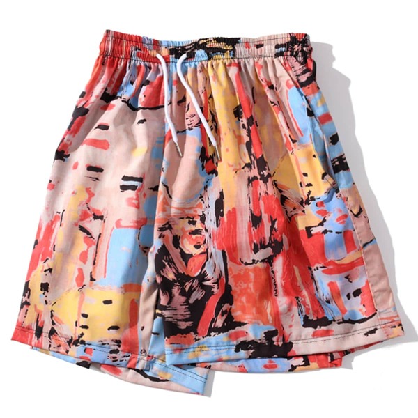 

Men Drawstring Waist Graphic Shorts, Multicolor