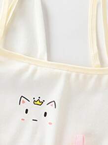 Conjunto De 4 Bralette Con Trazos De Dibujo Animado Para Niñas Preadolescentes - Blanco - Ver 3