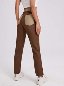 Kleurblok Jeans Knoop | SHEIN Nederland