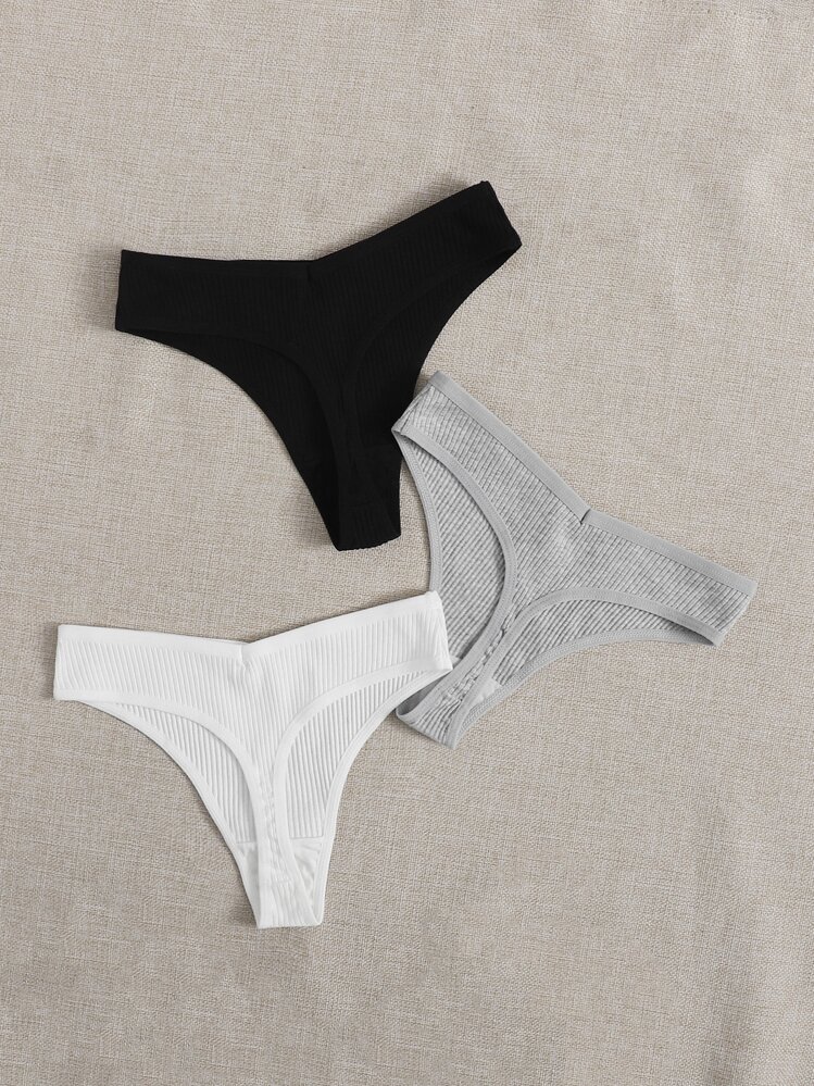 Bộ quần lót lọt khe vải nhiều màu trơn co giãn vừa phải thoải mái cho nữ - Nhiều màu - Xem 2