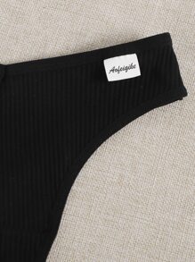 女士休闲多色面料丁字裤套装纯色中号弹力舒适内衣 - 彩色 - 查看 5