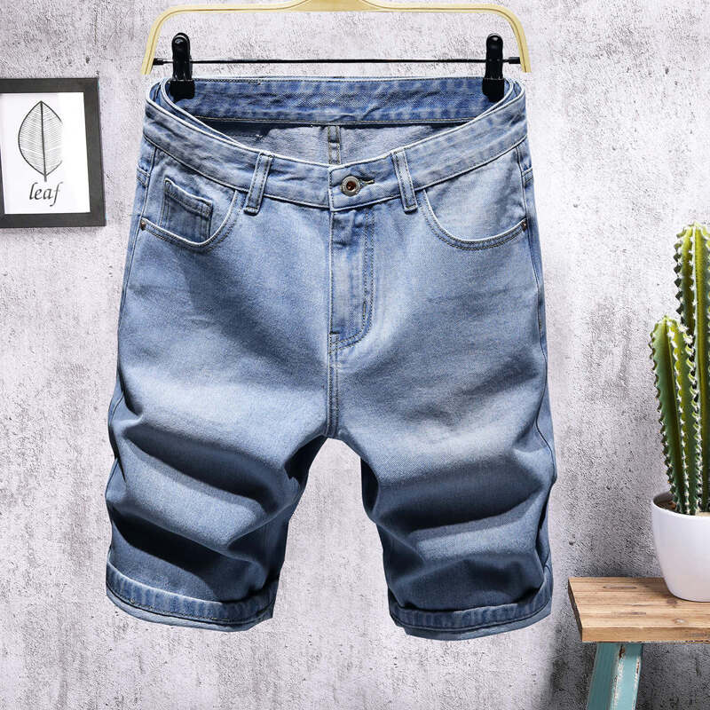 

Guys Pocket Button Fly Denim Shorts, Light wash